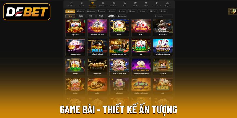 Debet mang đến nhiều game bài kinh điển